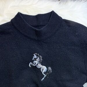 Black Horse Embroidered Women's Sweater